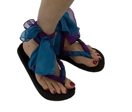Custom Made Sensationwear Custom Scarf Ankle Tie Flip Flops For Women