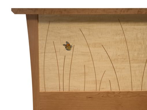 Custom Made Bed Frame Handmade In Cherry And Maple With Butterfly Inlay, "Butterfly Bed"