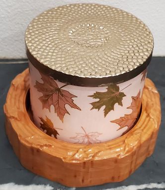 Custom Made Wooden 3-Wick Candle Holder Wreath - Wreath Carving Wooden Candle Holder - Round Pillar Candleholder