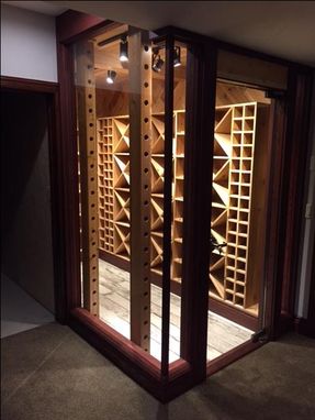 Custom Made Custom Cedar Wine Celler, 600 Plus Bottle Storage, Solid Glass Door