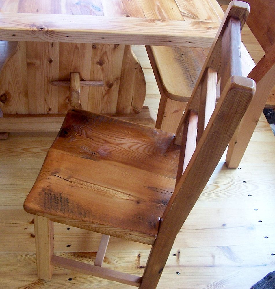 Buy Custom Reclaimed Antique Heart Pine Rustic Dining Chairs Made