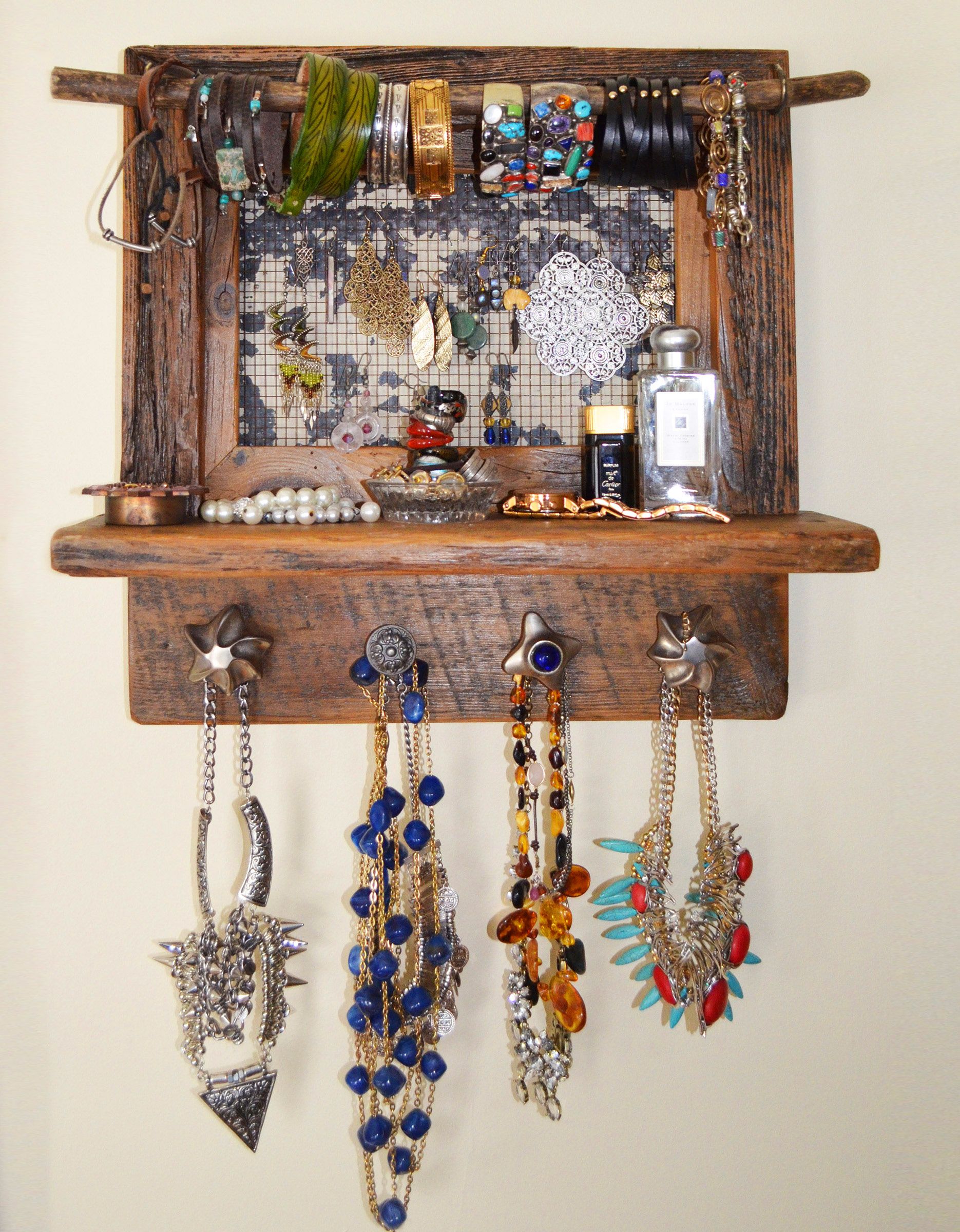 Buy Hand Crafted Reclaimed Wood Jewelry Holder, made to order from