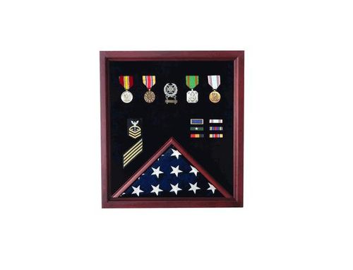 Custom Made Military Flag And Medal Display Case - Shadow Box