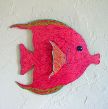 Custom Made Handmade Upcycled Metal Red Tropical Fish Wall Art Sculpture