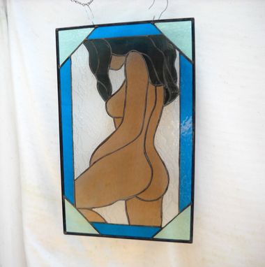 Custom Made Stained Glass Panel Totally Nude Woman Stained Glass Window