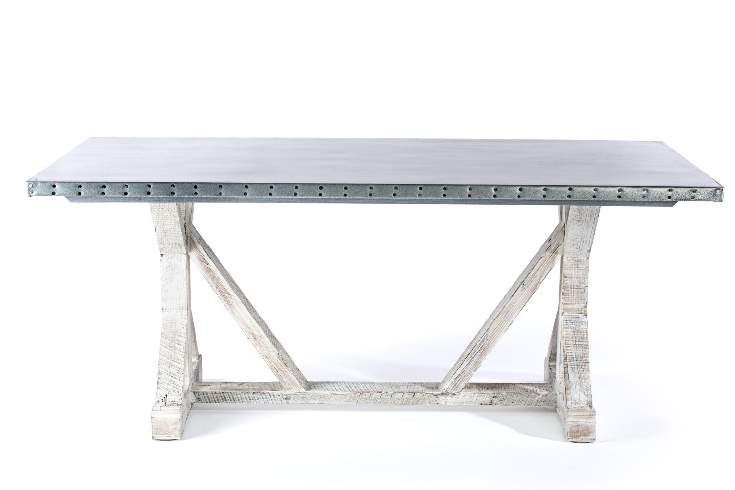 Buy Custom Made Zinc Table Zinc Dining Table French Trestle Zinc Top Table White Washed