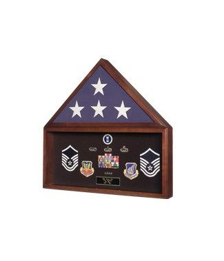 Custom Made Burial Flag And Medal Display Case, Flag And Document Holder