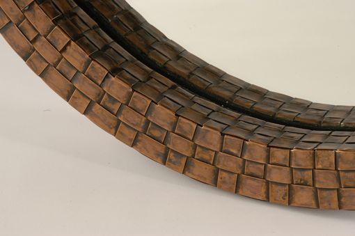 Custom Made Round Copper Hand Weaved Mirror (Box Style)