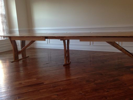 Custom Made Solid Ambrosia Maple Slab Extending Dining Table