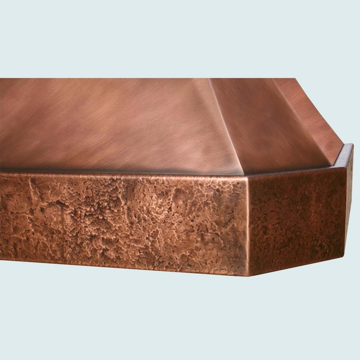 Custom Made Copper Range Hood With Hammered Band by Handcrafted Metal