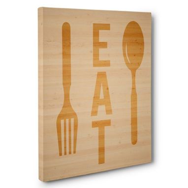 Custom Made Wooden Spoon And Fork Canvas Wall Art