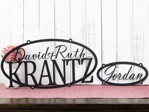 Custom Made Family Name And Child Name Oval Metal Signs