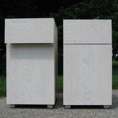 Custom Made Bleached And Whitewashed Oak Nightstands