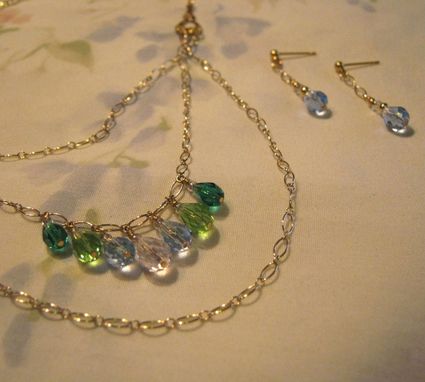 Custom Made Teardrop Crystal Multi-Color Gold Necklace