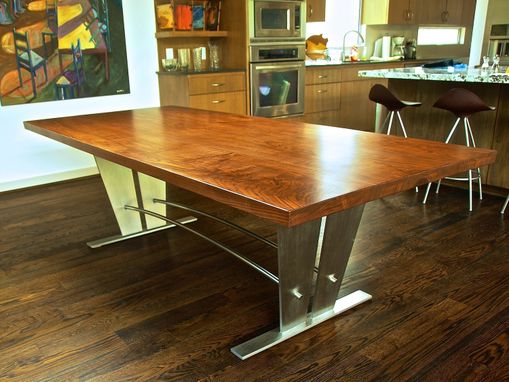 Custom Made Walnut & Stainless Steel Dining Table