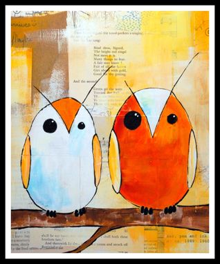 Custom Made Two Orange Owls- Orange And White