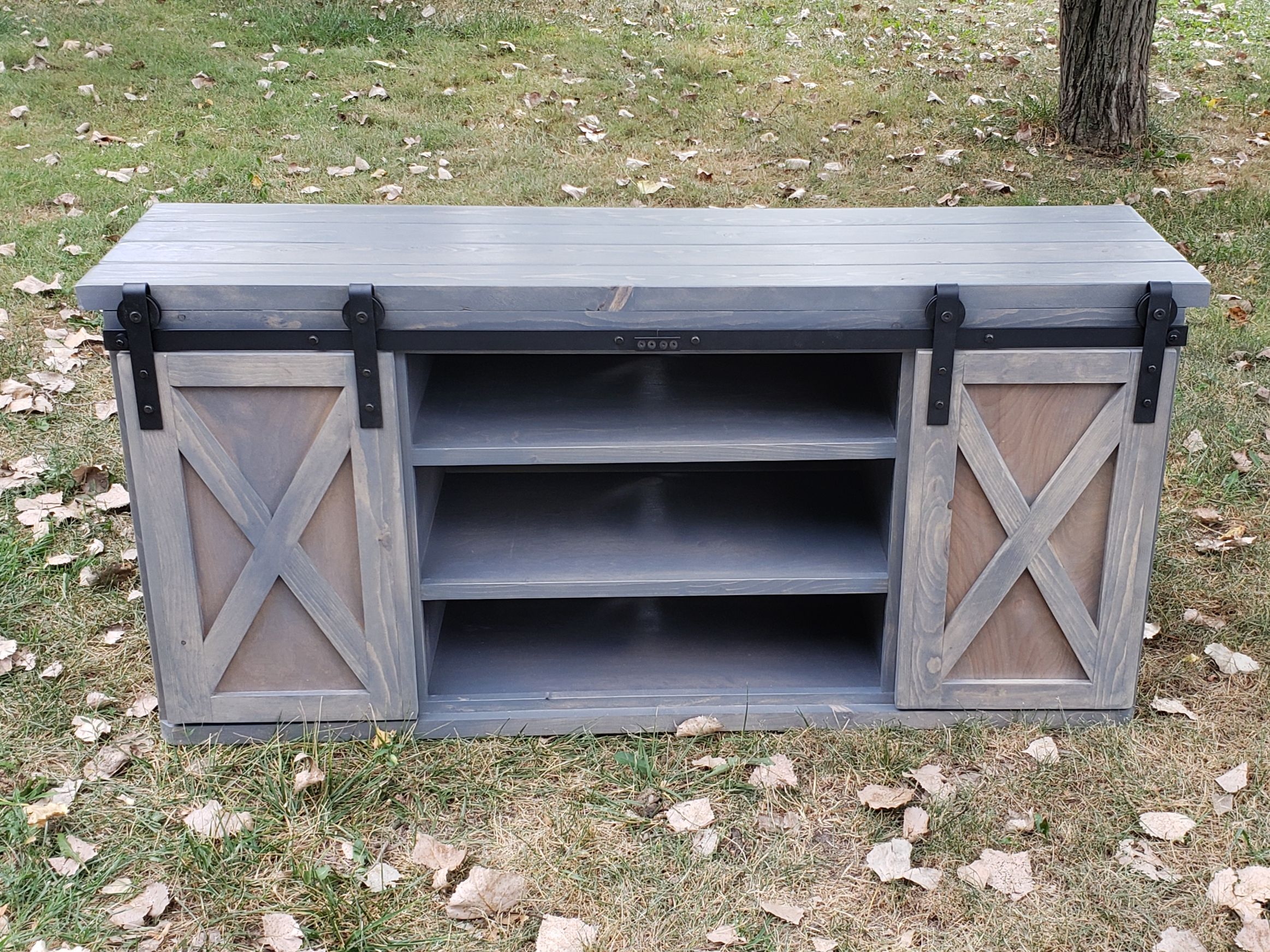 Hand Made Sliding Barn Door Entertainment Center by PDM Woodworking