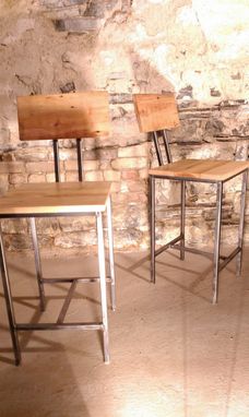 Custom Made Modern Style Bar Stools With Back Rest Made From Reclaimed Wood And Metal