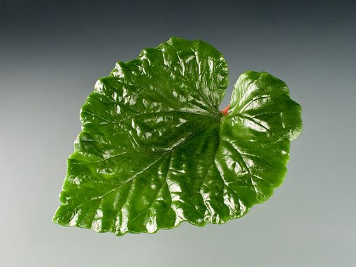Custom Made Glass Rhubarb Leaf And Glass Raspberries Sculpture