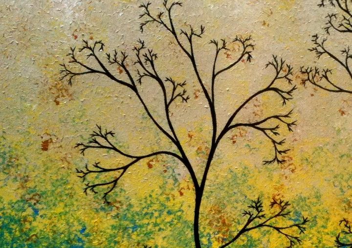 Buy Hand Crafted Original Abstract Tree Painting, Green Landscape ...