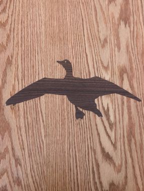 Custom Made Custom End Table- Oak With Walnut Waterfowl Inlay And Accents