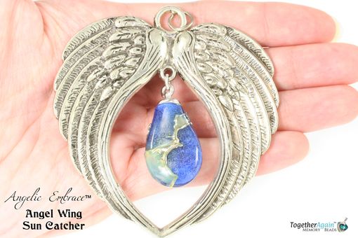 Custom Made Sun Catcher Angel Wing Cremation Glass Memorial. Add Ashes Or Hair From Cat, Dog, People
