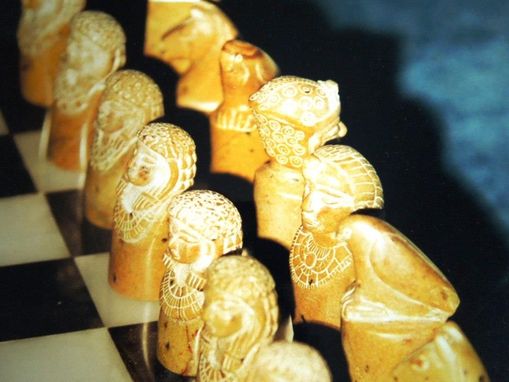 Custom Made Chess Set - Egyptian Style - Soap Stone (Sold)