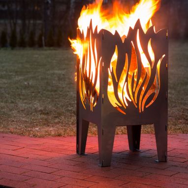 Custom Made Flame Solid Steel Wood Burning Fire Pit