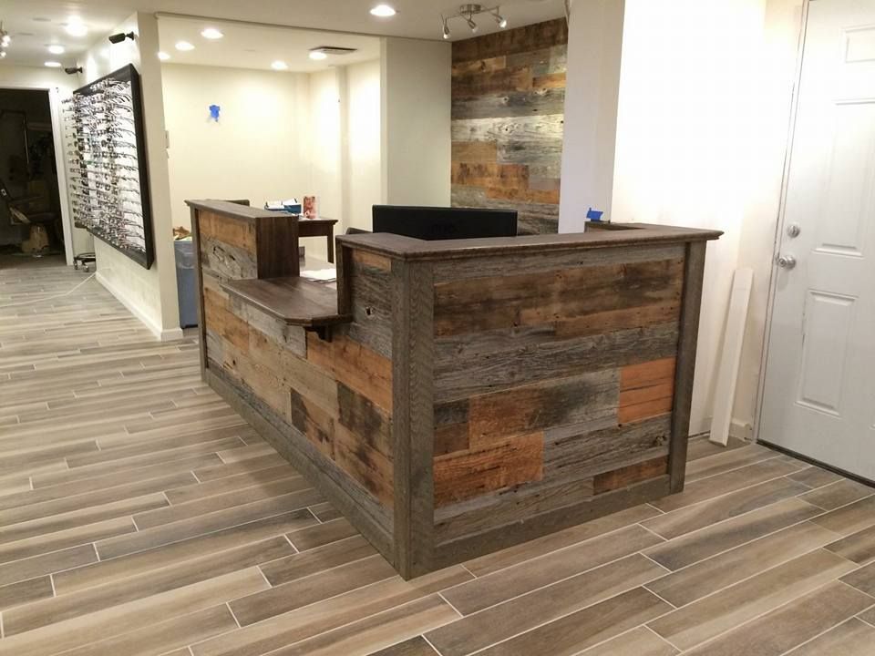 Hand Made Custom Barn Wood Reception Desk By Defiance Hardwood