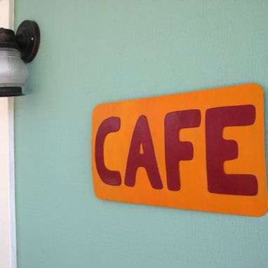 Custom Made Handmade Upcycled Metal Cafe Sign