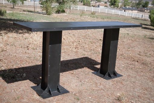 Custom Made Vintage/Modern Industrial Table Steel Or Reclaimed Wood Top Great For Restaurant Lounge Hotel Bar