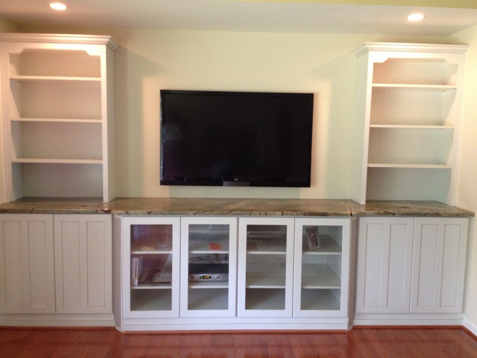 Entertainment Center with built in dog crates!  Kitchen built ins,  Entertainment center, Diy entertainment center