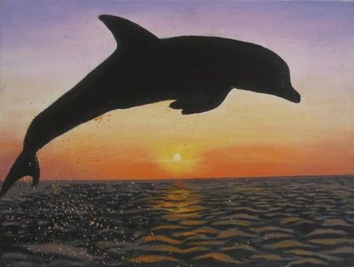 Custom Made Dolphin Sunset Art