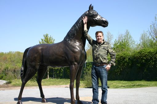 Custom Made Bronze Standing Thoroughbred Horse | Life Size Bronze Horses - Life Size Bronze Dogs
