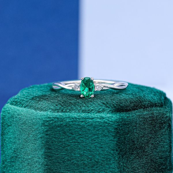 This oval emerald is .5 carat.