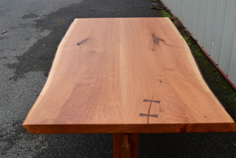 Hand Crafted Live Edge Cherry Dining Table With Trestle Base By Corey Morgan Wood Works 0028