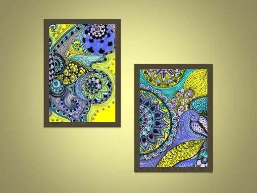 Custom Made Butterfly Fine Art Print- Yellow Purple Blue Ink And Acrylic Painting