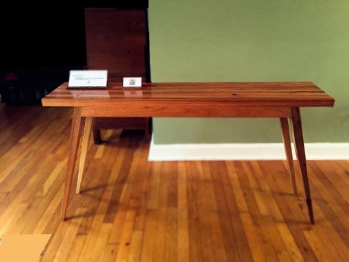 Custom Made Mid Century Modern Reclaimed Oak And Cherry Sofa Table Console Table
