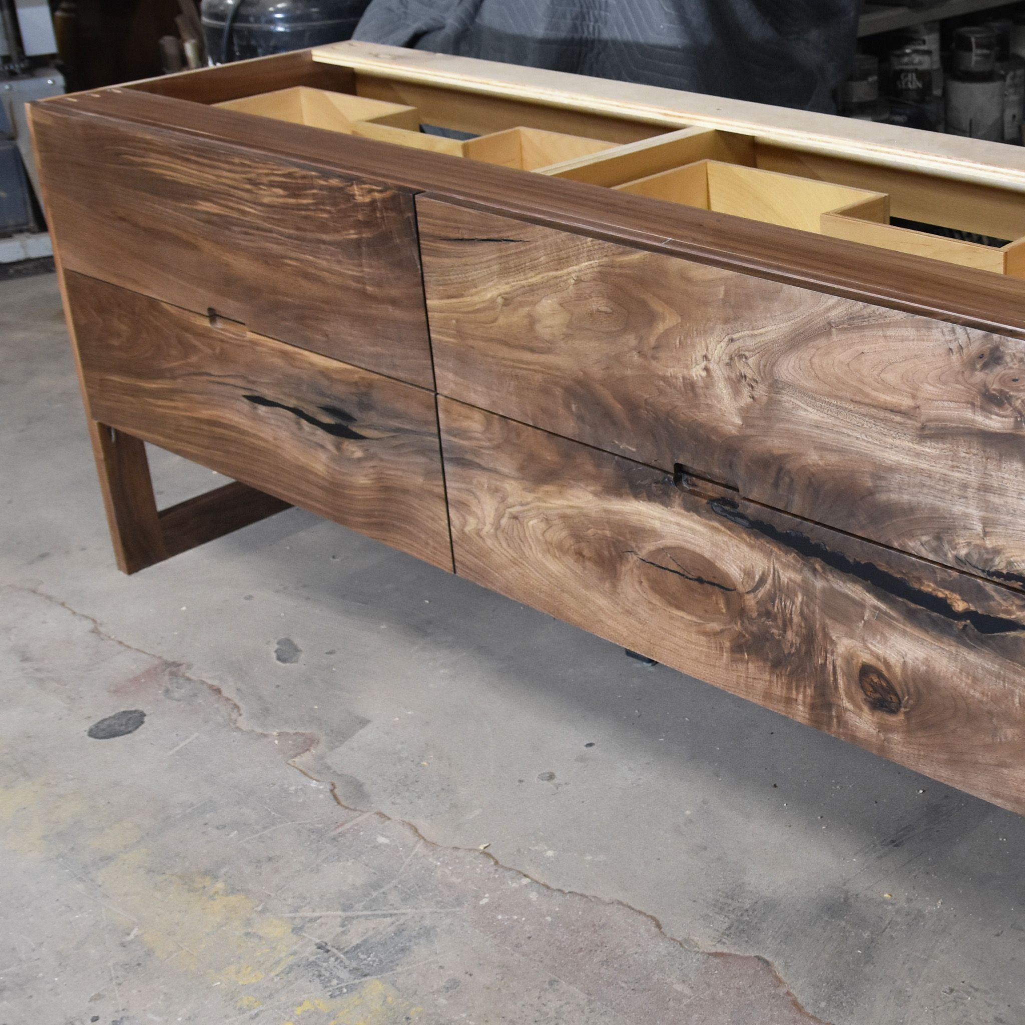 Custom Free Standing Walnut Bath Vanity by Chicago Makers Studio