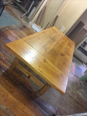 Custom Made Reclaimed Wood Farmers Table With Company Leaves