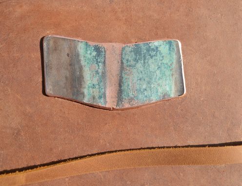 Custom Made Distressed Leather Bound Journal Handmade Brown Notebook Diary Copper Turquoise Chevron