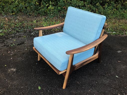 Custom Made Mid Century Modern Upholstered Chair In Walnut