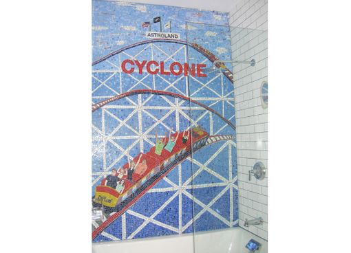 Custom Made Coney Island Inspired Mosaic Bathroom Tile Art, New York City