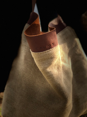 Custom Made Tote Bag, Linen And Leather Tote Bag/ Shoulder Bag/ Bolso De Lino/Linen Bag