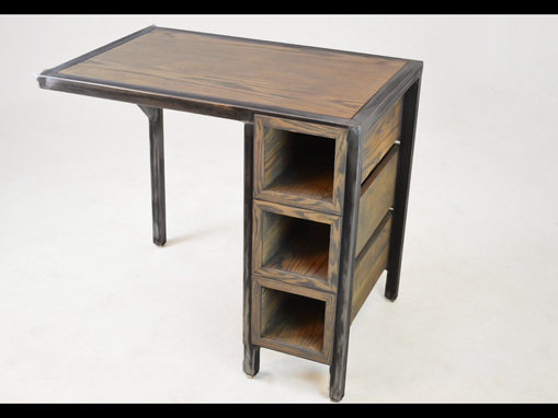 Custom Made Custom Industrial Contemporary Metal Oak Wood Desk