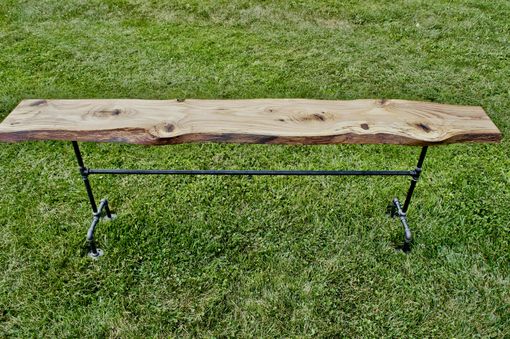 Custom Made Industrial Live Edge Console Table, Handmade In Usa