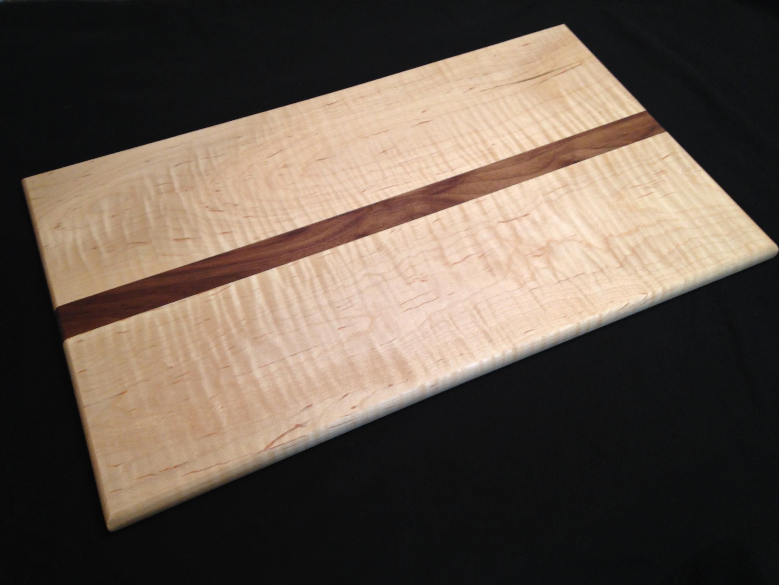Custom Made Cutting Board Curly Maple And Walnut Cutting Board by One21