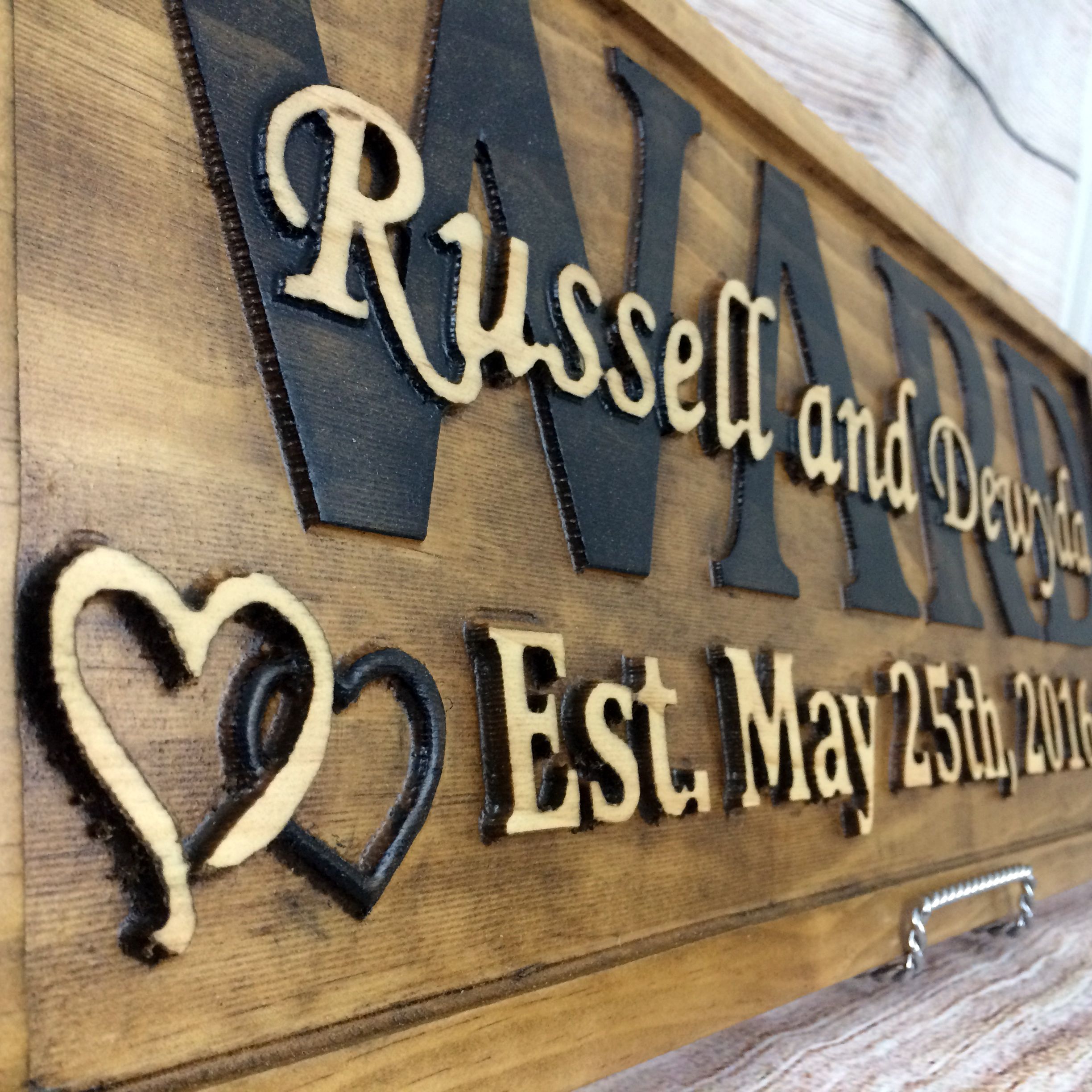 Buy Hand Crafted Personalized Wedding Gift Family Name Sign Custom Carved  Wooden Signs Anniversary Gift Wood Plaque, made to order from Callahan  Creations LLC