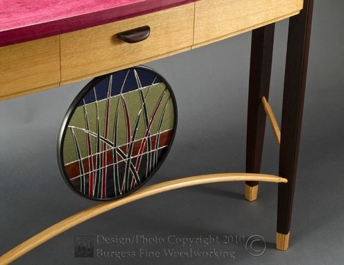 Custom Made Neapolitan Sofa Table With Purpleheart, Oak, And Wenge
