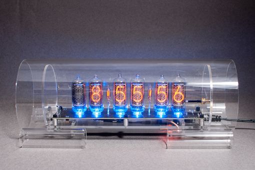 Custom Made Gps Time Sync Nixie Clock In-8-2 With Blue Floor Leds